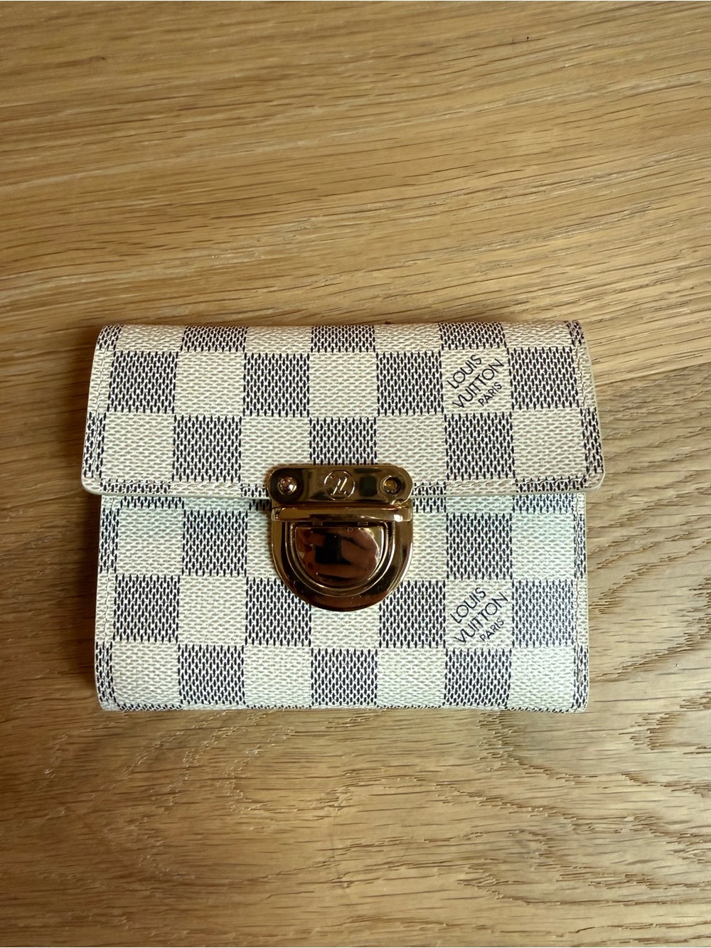 Louis Vuitton Damier Azur Small Koala Wallet with Gold Tone Clasp